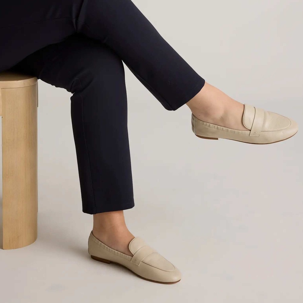 Quince Italian Leather Soft Loafer Cream Leather Elastic Heel Flats Size 7 - Picture 3 of 12